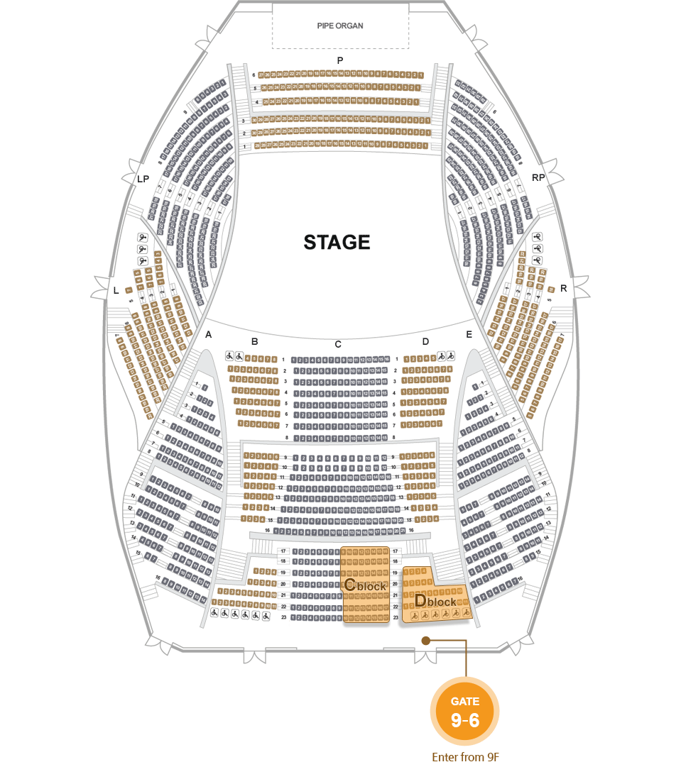 객석 1층 8F~9F C,D구역, 9층 6번 게이트 에서 입장하세요