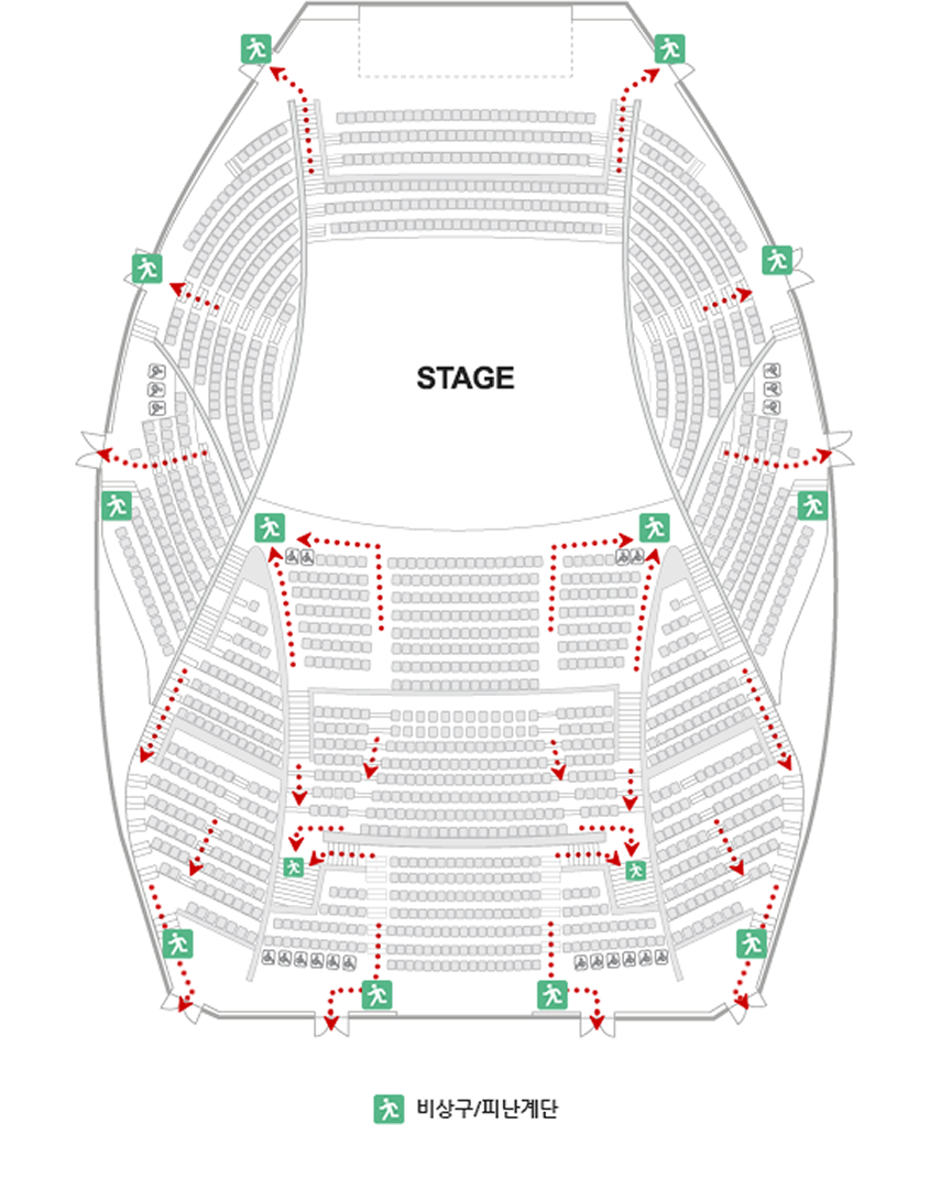 객석 1층 비상대피 안내 이미지